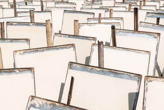 Traditional Nepalese handmade lokta paper sheets drying in the sun, in Kathmandu, Nepal.