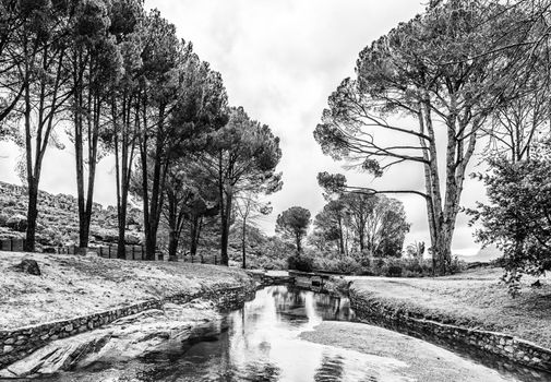 The Kliphuis Campsite on the Pakhuis Pass in the Cederberg Mountains of the Western Cape Province. Monochrome