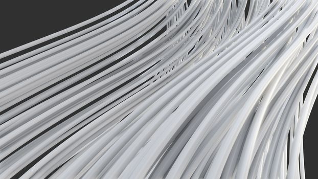Abstract white smooth lines on gray background. 3d illustration. Beautiful background for your design