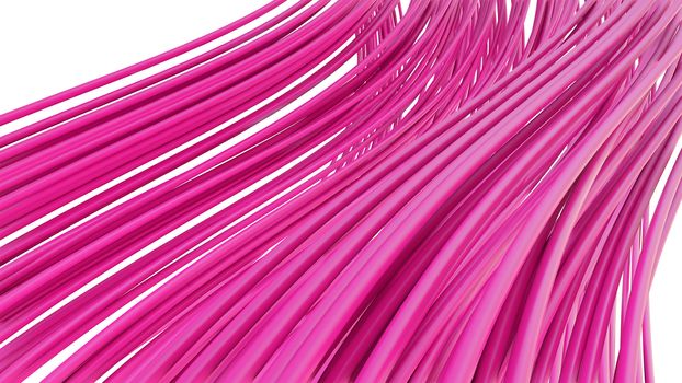 Abstract pink smooth lines on white background. 3D illustration. Beautiful background for your design