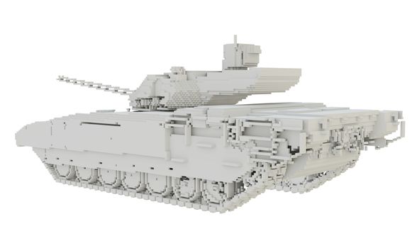 3d printed tank isolated on white background. 3D illustration