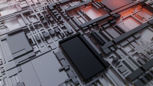 3d render Abstract Technology Background With Cubes. Digital technology concept. 3D illustration