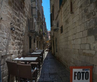 Dubrovnik, Croatia - 07. 13. 2018. The streets of Dubrovnik Old Town, Croatia, on a sunny summer day.
