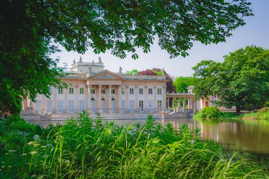 Royal Palace on the Water in Lazienki Park at Warsaw Poland.