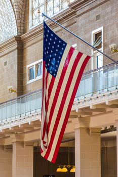 United States of America flag star spangled banner stars and stripes Ellis Island Immigrant Building