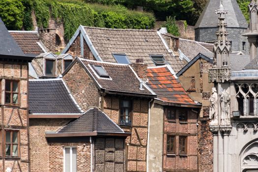 Old timber framed houses in city center liege