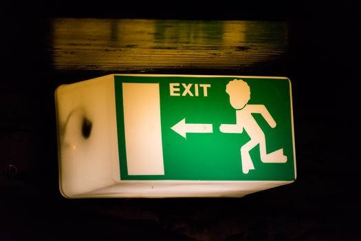 Emergency exit sign in 70s 80s