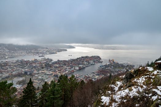 Bergen Norway view from Fløyen hill