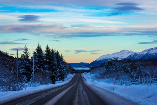 Colorful sky at arctic circle