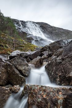Long exposure rocks river water waterfall Norway