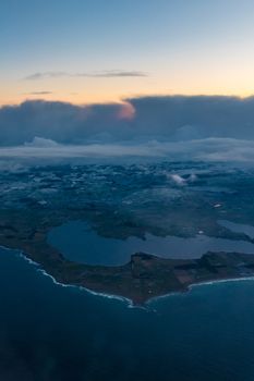 Norwegian coast from airplane after sunrise