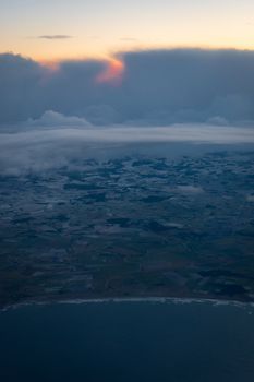 Skandinavian coast in winter from airplane