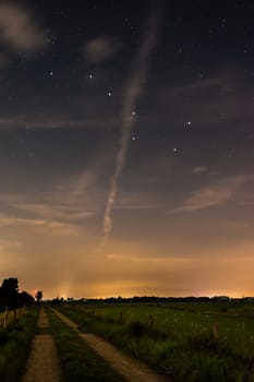Star sign picture big wagon above landscape and lightpollution