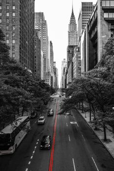 Endless stress of Manhattan - Yellow road mark