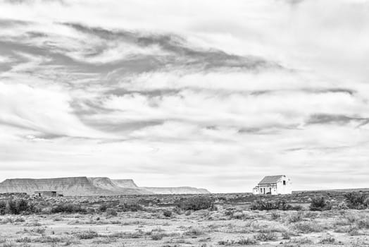 An old ruin in the Tankwa Karoo in the Northern Cape Province. Monochrome