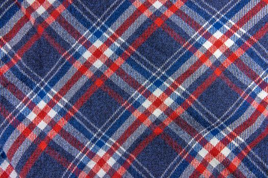 Abstract Background Texture Of A Blue, White And Red Plaid Hipster Shirt Pattern