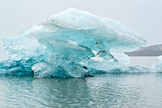 Closeup of iceberg in Fjallsarlon glacier lagoon in Vatnajokull National Park, Iceland