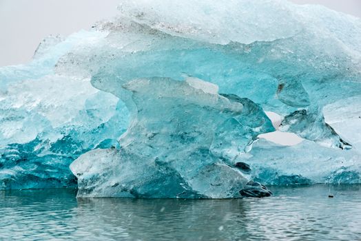 Closeup of iceberg in Fjallsarlon glacier lagoon in Vatnajokull National Park, Iceland