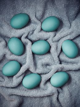 Easter eggs drying on a soft fabric