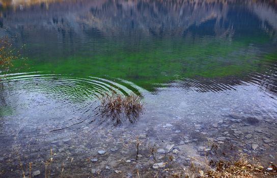 Ripples on the water in mountain lake. Canada