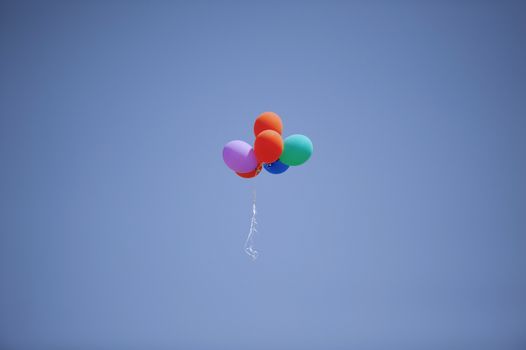 Colorful balloons flying in the sky