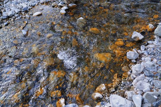 River bed with rocky stones. Kent, England