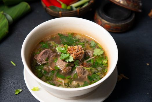 Asian bone soup or sup tulang, popular traditional malay dish.