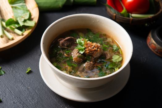 Asian bone soup or sup tulang, popular traditional malay dish.