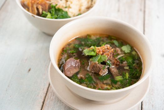 Asian bone soup or sup tulang, popular traditional malay dish.