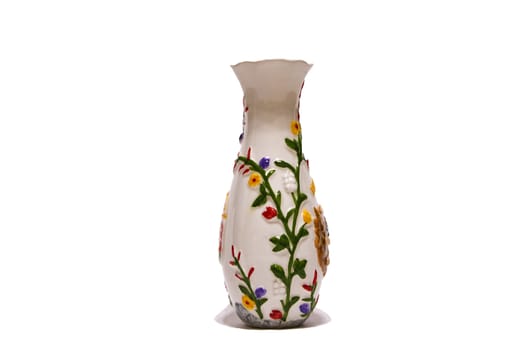 Beautiful multi-colored vase on a white background, isolate