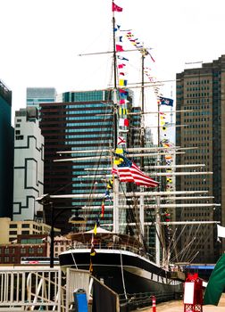 The East River Quay in New York, NY. Manhattan is the most populous area of New York