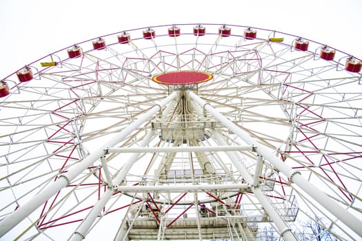 Ferris wheel in the snow in winter park