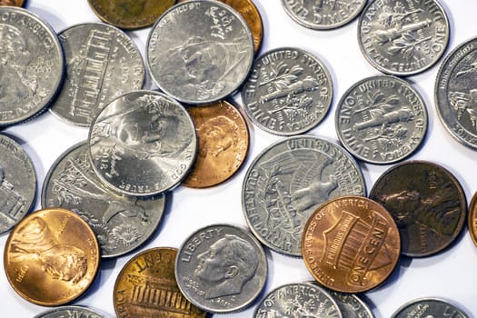 A large pile of american coins