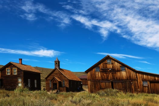 Abandoned houses in the desert after the gold rush, Bodie, Ghost Town, California.