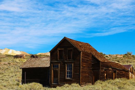 The Old Hotel An old hotel in the ghost town of Bodie, California. Horizontal.