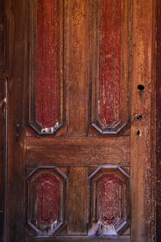 Old wooden door without door lock and handle, background