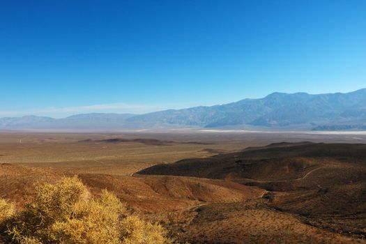 Beautiful view of the desert in America against the blue sky