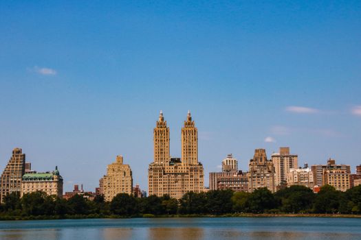 Incredible view of New York city skyline from Central park
