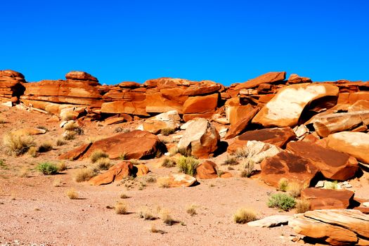 Beautiful landscape. Large bright orange stones. Scenic view. Utah, United States