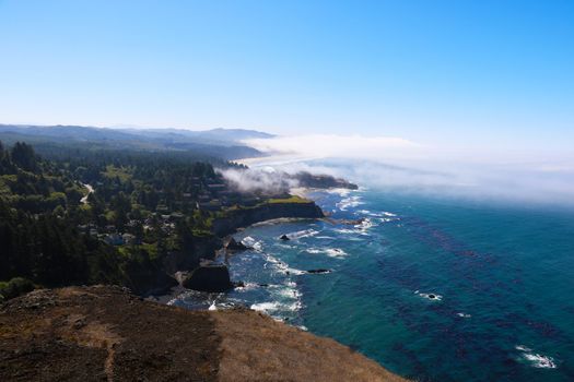 Landscape view of the Pacific Northwest, USA beach, aerial view.