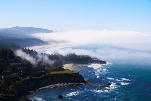 Beach on the ocean, view from above. Pacific Ocean, California, USA