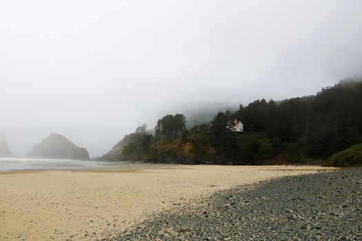 Beautiful landscape overlooking the sandy beach on the Pacific coast.