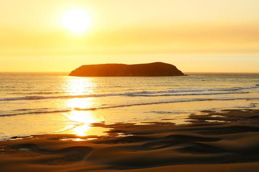 Pacific landscape - beautiful wild seascape with sunset.