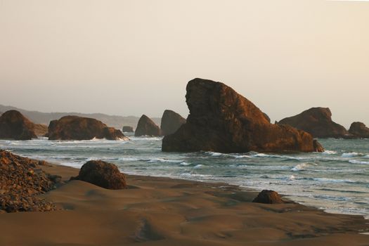 View of the beautiful rocks in the waters of the Pacific Ocean.