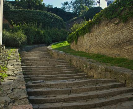 Stone stairs going up at Petrovaradin fortress, Novi Sad