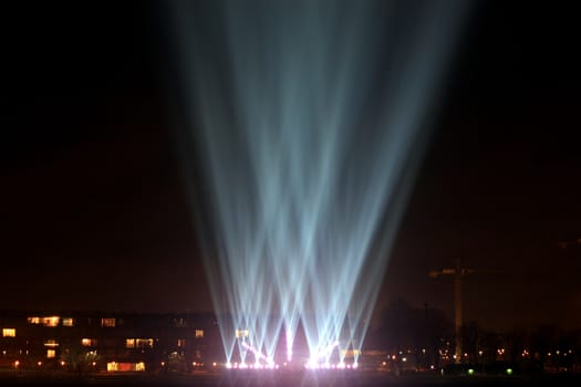 light beams on the city promenade