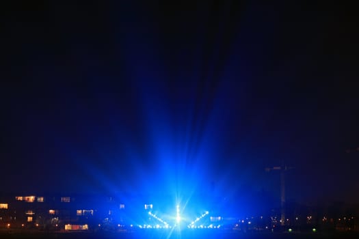 light beams on the city promenade