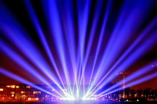 light beams on the city promenade