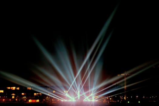 light beams on the city promenade