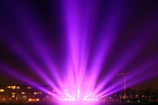 light beams on the city promenade